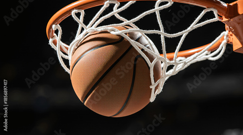 Bola de Basquete Entrando na Cesta: Ação Congelada e Movimento da Rede