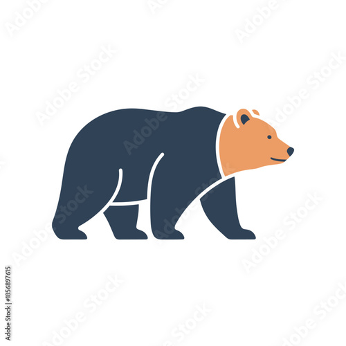 Stylized illustration of a walking grizzly bear in profile view.