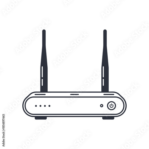 Stylized Router Illustration with Two Antennas for Wireless Connectivity.