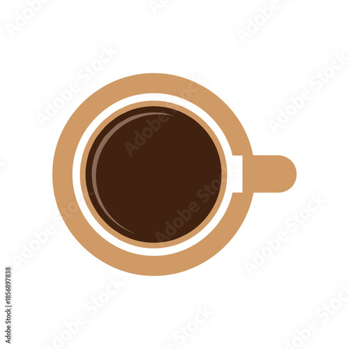 TopDown View of a Cup of Coffee with Handle.