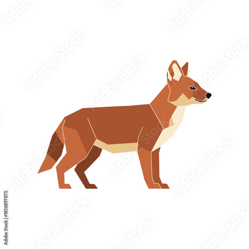 Vibrant illustration of a wild dhole standing proudly in the wilderness.