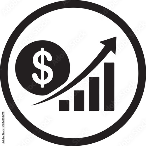Increasing financial growth indicated by dollar sign and rising graph