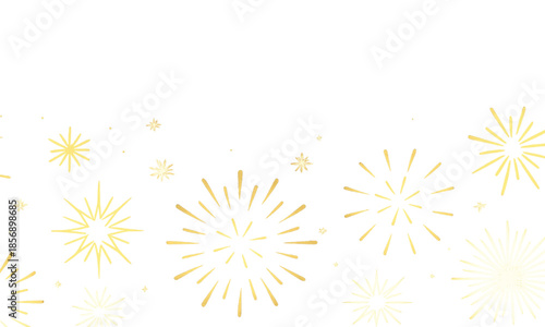 Modern fireworks on white background, copy space, festive celebration vector, Exploding Golden festival fireworks bursting modern minimalist simple celebration background
