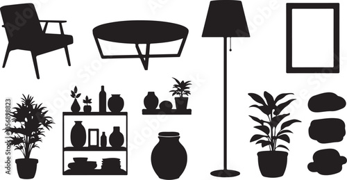 Collection of modern home decor items in silhouette design