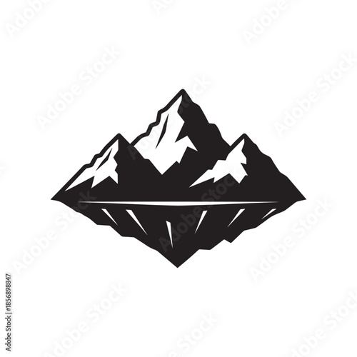 A floating mountain silhouette vector art illustration