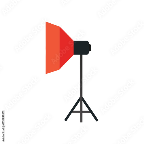 A colorful photography studio soft box and light stand setup vector art illustration