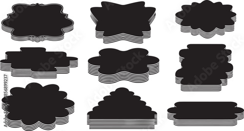 Collection of decorative black shapes for design and graphics