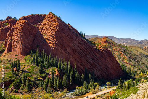 Jeti Oguz canyon or Seven Bulls Rocks in Issyk-Kul Region, Kyrgyzstan