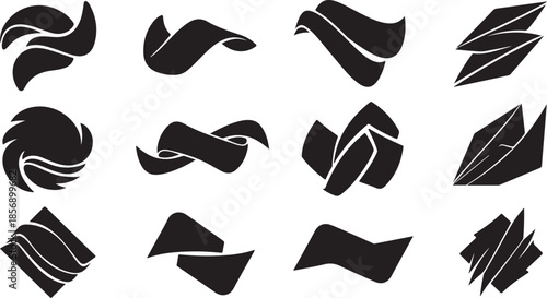 Collection of abstract black logo designs on white background