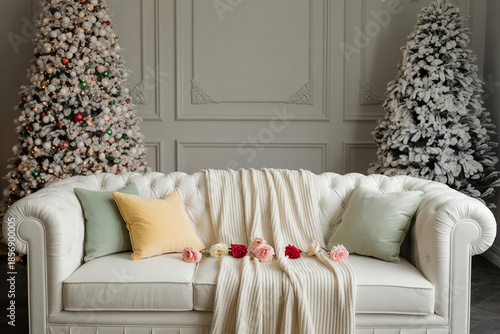 living room with a DECORATED sofa