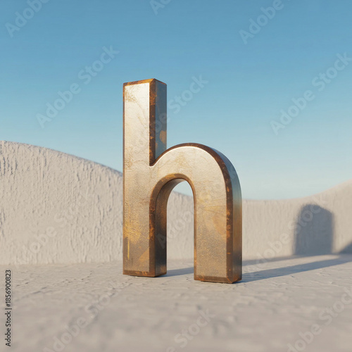  letter h made of textured metal