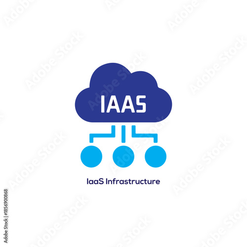 IAAS Infrastructure Cloud Icon with Connected Nodes, Blue Infrastructure as a Service Technology Vector Illustration Isolated on White Background

