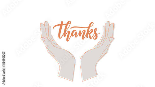 Hands with thanks message.