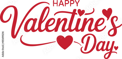 Lettering Happy Valentines Day banner. Valentines Day greeting card template with typography text happy valentine`s day and red heart and line on background. Vector illustration