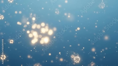 Serene Blue Background with Sparkling Snowflakes Animation.