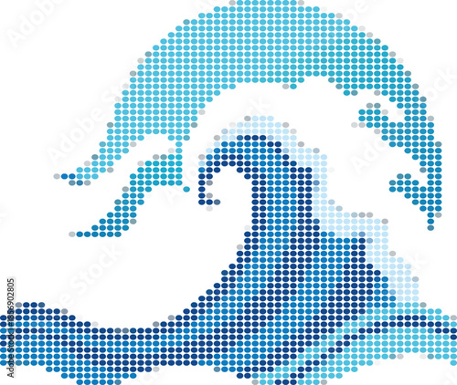 Blue Pixel Art Dolphin Jump