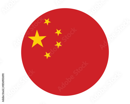 Fotografi China national flag circular icon red background with yellow stars vector illust