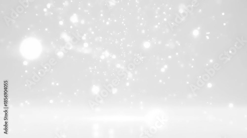 Sparkling White Particles Falling on a Reflective Surface Abstract Motion Background.