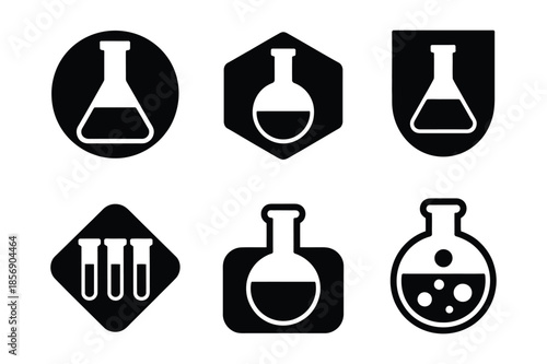Laboratory Flask and Science Research Icon Set