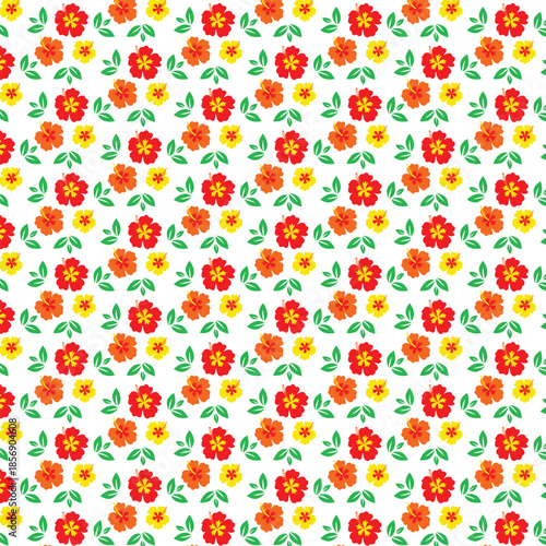 Seamless colorful floral pattern with leaves and flowers for spring summer decor