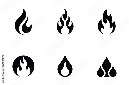 Fire Flame and Natural Gas Energy Icon Set