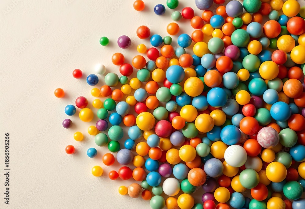 Obraz premium Vibrant, tiny spheres in assorted colors against a neutral backdrop, colorful texture, microspheres