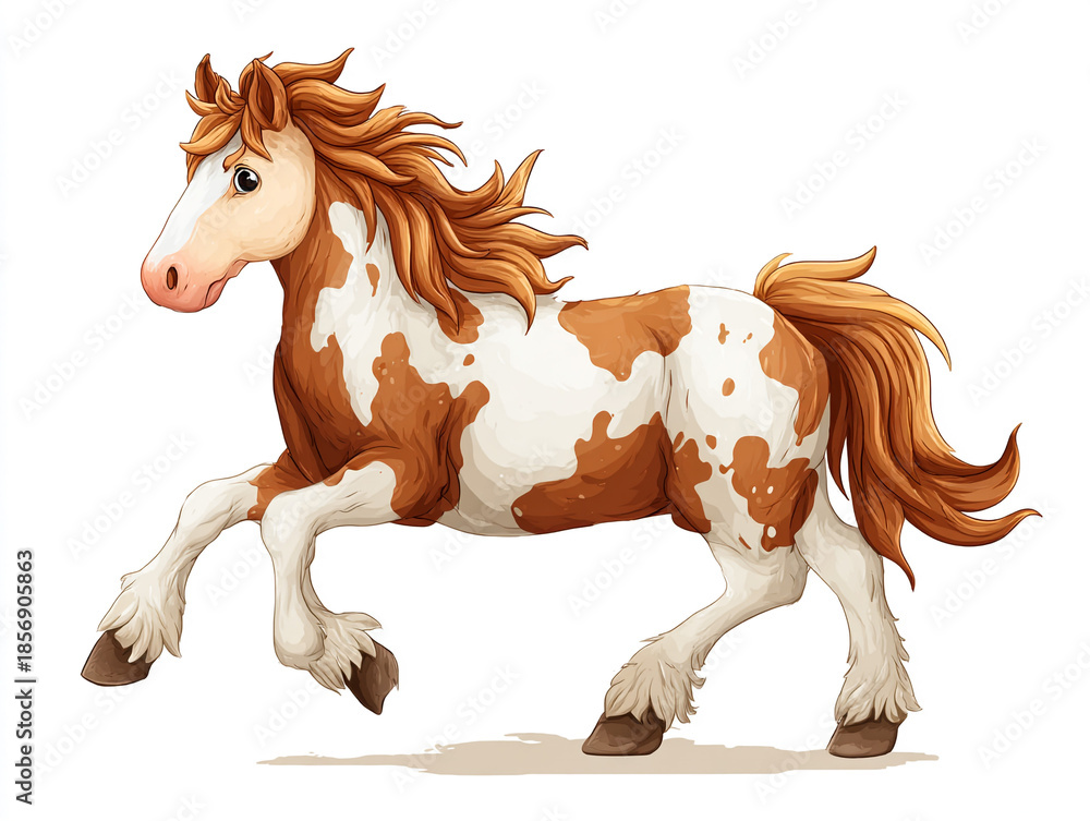 Obraz premium Playful abstract cartoon horse vector for children isolated on white background