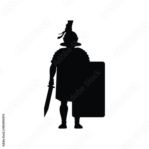 Roman soldier silhouette vector flat illustration design.