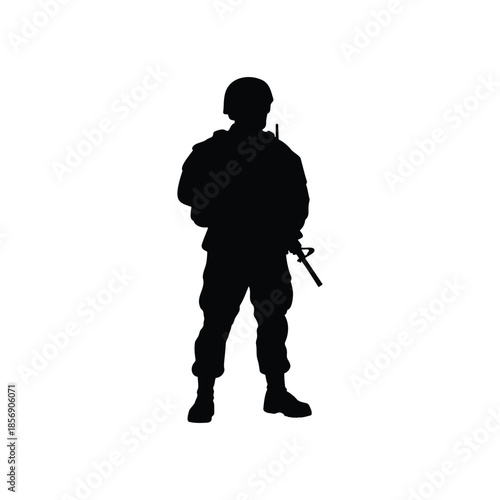 Us american soldier silhouette vector flat illustration design.