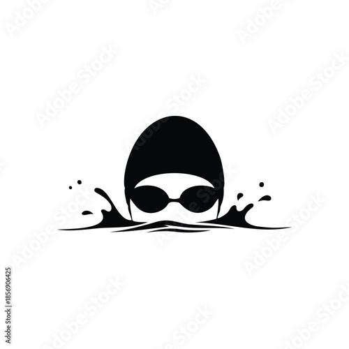 Logo swimmer silhouette vector flat illustration design.