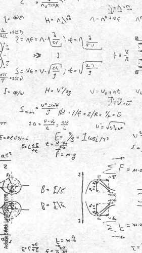 vertical 4k grunge mathematical formula abstract background, math question on white board