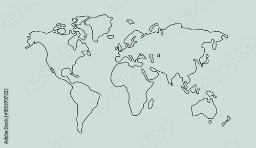 World map silhouette drawing