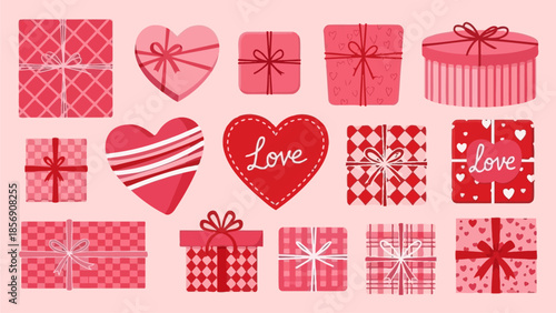 Valentine's Day Gift Boxes Collection - Pink and Red Heart Shapes
