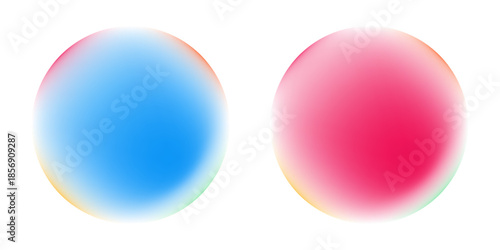 Set color circle gradient noise gradation. Abstract colorful watercolor blur mesh on isolated transparent background. Circle shape png.