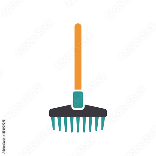 A Simple Flat Design Illustration of a Broom with Orange Handle.