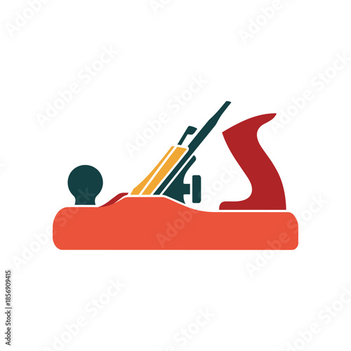 A stylized illustration of a woodworking hand plane tool.