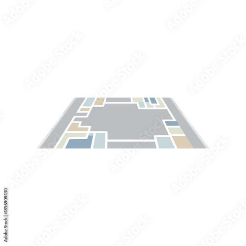 Abstract City Block with Colorful Pavement and Roads.