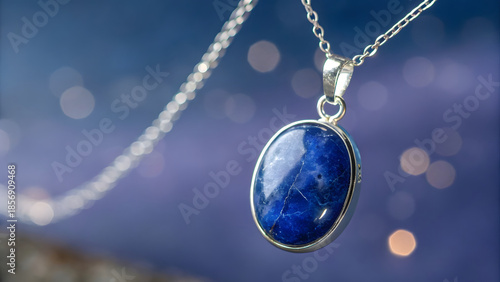 A captivating blue gemstone pendant—deep sapphire-blue with flashes of electric cerulean