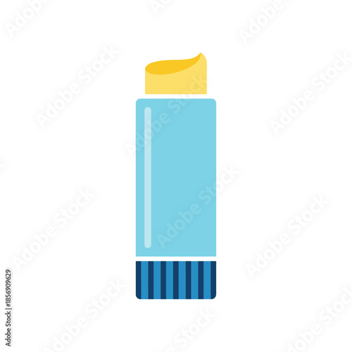 Blue and Yellow Lip Balm Stick Isolated on White Background.