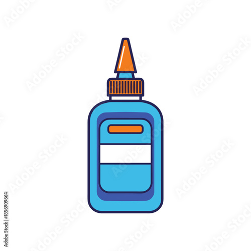 Blue Glue Bottle with Orange Cap and Label.