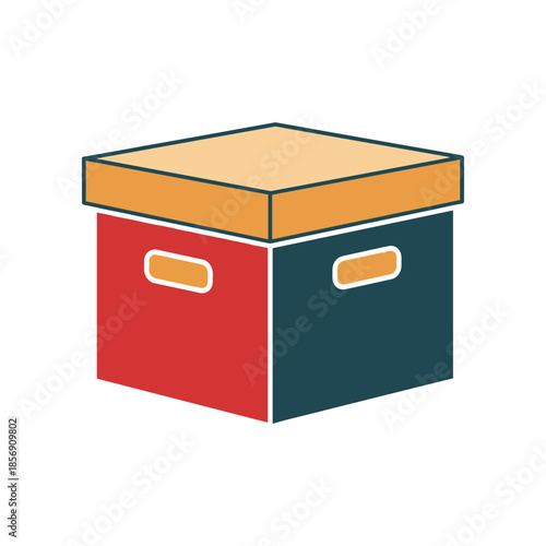 Cardboard Storage Box with Lid and Handles.