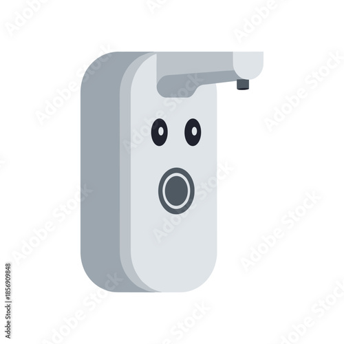 Cartoonish Automatic Soap Dispenser with Googly Eyes and Button.