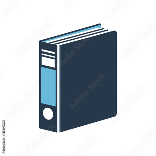 Dark Blue Binder with Light Blue Label and White Circle Detail.