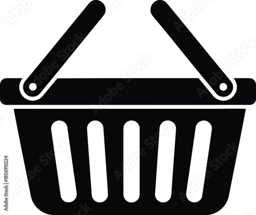 Plastic shopping basket with two handles for carrying goods store market consumer purchase accessory
