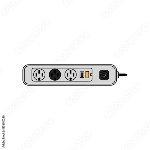 Electrical power strip with multiple outlets and a switch.