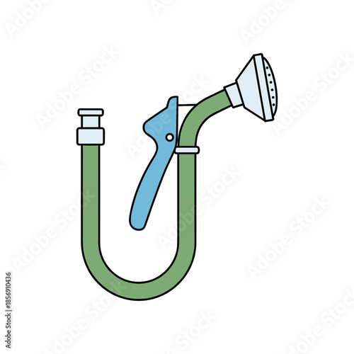 Garden Hose with Spray Nozzle for Watering Plants.