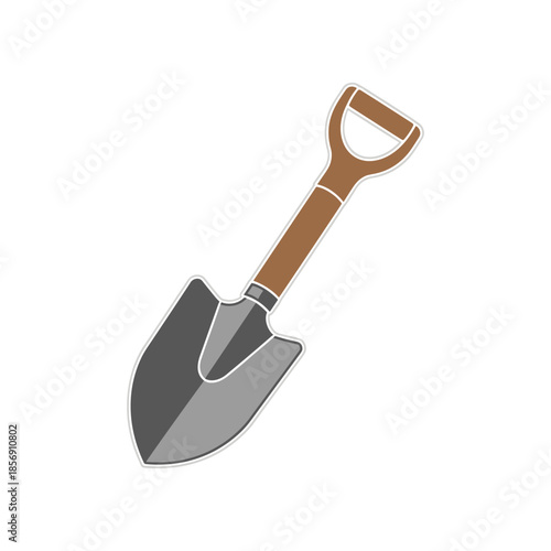 Illustration of a Garden Shovel with Wooden Handle and Metal Blade.
