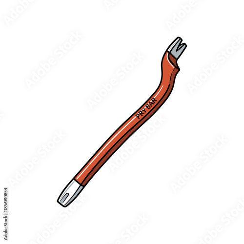 Illustration of a red crowbar tool with white tips.