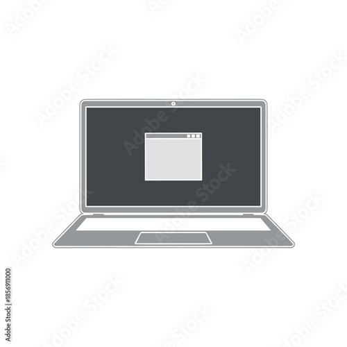 Laptop with a popup window on the screen representing digital interaction and technology.