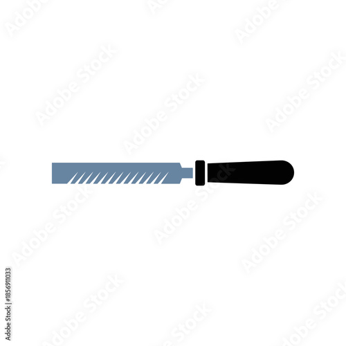 Metal file tool with handle for shaping and smoothing surfaces.